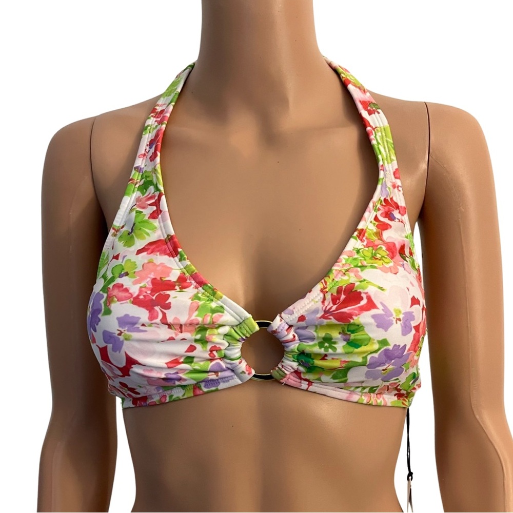 Floral halter style bikini top by Shade & Shore.